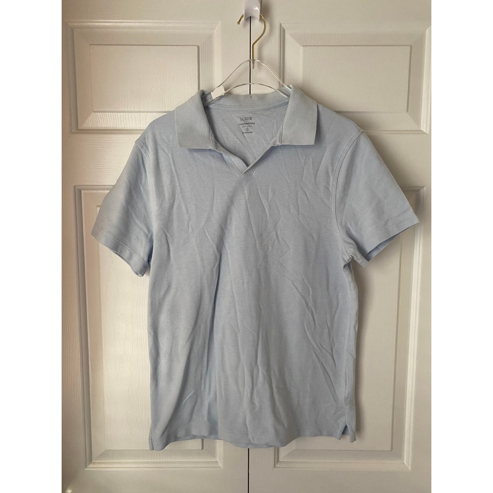 J Crew Factory‎ Mens Flex Pique Polo Shirt Light Blue Short Sleeve Untucked S